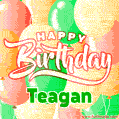 Happy Birthday Image for Teagan. Colorful Birthday Balloons GIF Animation.