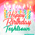 Happy Birthday GIF for Teghtsoun with Birthday Cake and Lit Candles