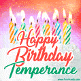 Happy Birthday GIF for Temperance with Birthday Cake and Lit Candles