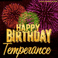 Wishing You A Happy Birthday, Temperance! Best fireworks GIF animated greeting card.