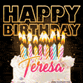 Teresa - Animated Happy Birthday Cake GIF Image for WhatsApp