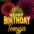 Wishing You A Happy Birthday, Terezija! Best fireworks GIF animated greeting card.