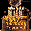 Chocolate Happy Birthday Cake for Teyanna (GIF)