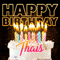 Thais - Animated Happy Birthday Cake GIF Image for WhatsApp