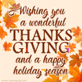 Wishing you a wonderful Thanksgiving and a happy holiday season
