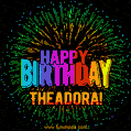 New Bursting with Colors Happy Birthday Theadora GIF and Video with Music
