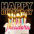 Theadora - Animated Happy Birthday Cake GIF Image for WhatsApp