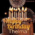 Chocolate Happy Birthday Cake for Thelma (GIF)