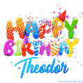 Happy Birthday Theodor - Creative Personalized GIF With Name