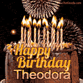 Chocolate Happy Birthday Cake for Theodora (GIF)