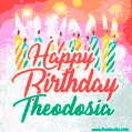 Happy Birthday GIF for Theodosia with Birthday Cake and Lit Candles