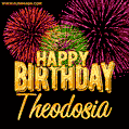 Wishing You A Happy Birthday, Theodosia! Best fireworks GIF animated greeting card.