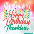 Happy Birthday GIF for Theokleia with Birthday Cake and Lit Candles