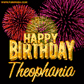 Wishing You A Happy Birthday, Theophania! Best fireworks GIF animated greeting card.