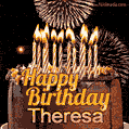 Chocolate Happy Birthday Cake for Theresa (GIF)