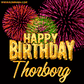 Wishing You A Happy Birthday, Thorborg! Best fireworks GIF animated greeting card.