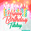 Happy Birthday GIF for Tibby with Birthday Cake and Lit Candles