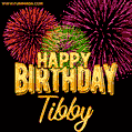 Wishing You A Happy Birthday, Tibby! Best fireworks GIF animated greeting card.
