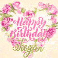 Pink rose heart shaped bouquet - Happy Birthday Card for Tiegan