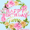 Beautiful Birthday Flowers Card for Tierra with Animated Butterflies