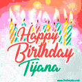 Happy Birthday GIF for Tijana with Birthday Cake and Lit Candles