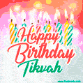 Happy Birthday GIF for Tikvah with Birthday Cake and Lit Candles