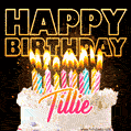 Tillie - Animated Happy Birthday Cake GIF Image for WhatsApp