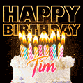 Tim - Animated Happy Birthday Cake GIF for WhatsApp