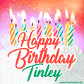 Happy Birthday GIF for Tinley with Birthday Cake and Lit Candles