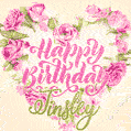 Pink rose heart shaped bouquet - Happy Birthday Card for Tinsley