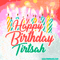 Happy Birthday GIF for Tirtsah with Birthday Cake and Lit Candles