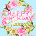 Beautiful Birthday Flowers Card for Tlanextli with Glitter Animated Butterflies