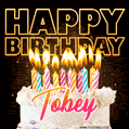 Tobey - Animated Happy Birthday Cake GIF for WhatsApp