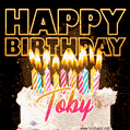 Toby - Animated Happy Birthday Cake GIF for WhatsApp