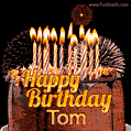 Chocolate Happy Birthday Cake for Tom (GIF)