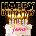 Tomi - Animated Happy Birthday Cake GIF Image for WhatsApp