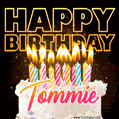 Tommie - Animated Happy Birthday Cake GIF for WhatsApp