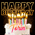 Torin - Animated Happy Birthday Cake GIF for WhatsApp