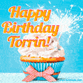 Happy Birthday, Torrin! Elegant cupcake with a sparkler.