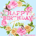 Beautiful Birthday Flowers Card for Tory with Animated Butterflies