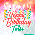 Happy Birthday GIF for Totsi with Birthday Cake and Lit Candles