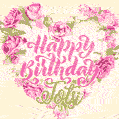 Pink rose heart shaped bouquet - Happy Birthday Card for Totsi