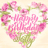 A stunning heart made of pink roses surrounds the elegant script text 'Happy Birthday Totty' on a soft beige background. Animated sparkles add a magical and festive feel.