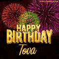 Wishing You A Happy Birthday, Tova! Best fireworks GIF animated greeting card.