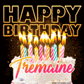 Tremaine - Animated Happy Birthday Cake GIF for WhatsApp