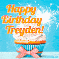 Happy Birthday, Treyden! Elegant cupcake with a sparkler.
