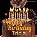 Chocolate Happy Birthday Cake for Tricia (GIF)