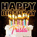 Trista - Animated Happy Birthday Cake GIF Image for WhatsApp