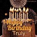 Chocolate Happy Birthday Cake for Truly (GIF)