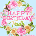 Beautiful Birthday Flowers Card for Truth with Animated Butterflies